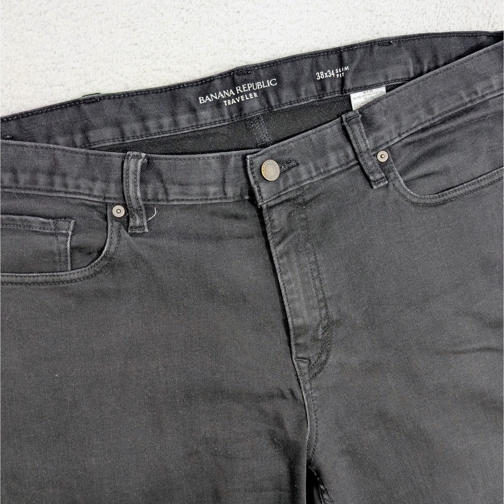 Banana Republic Traveler Jeans Mens 38x34 Black Slim Stretch Dark Wash Denim